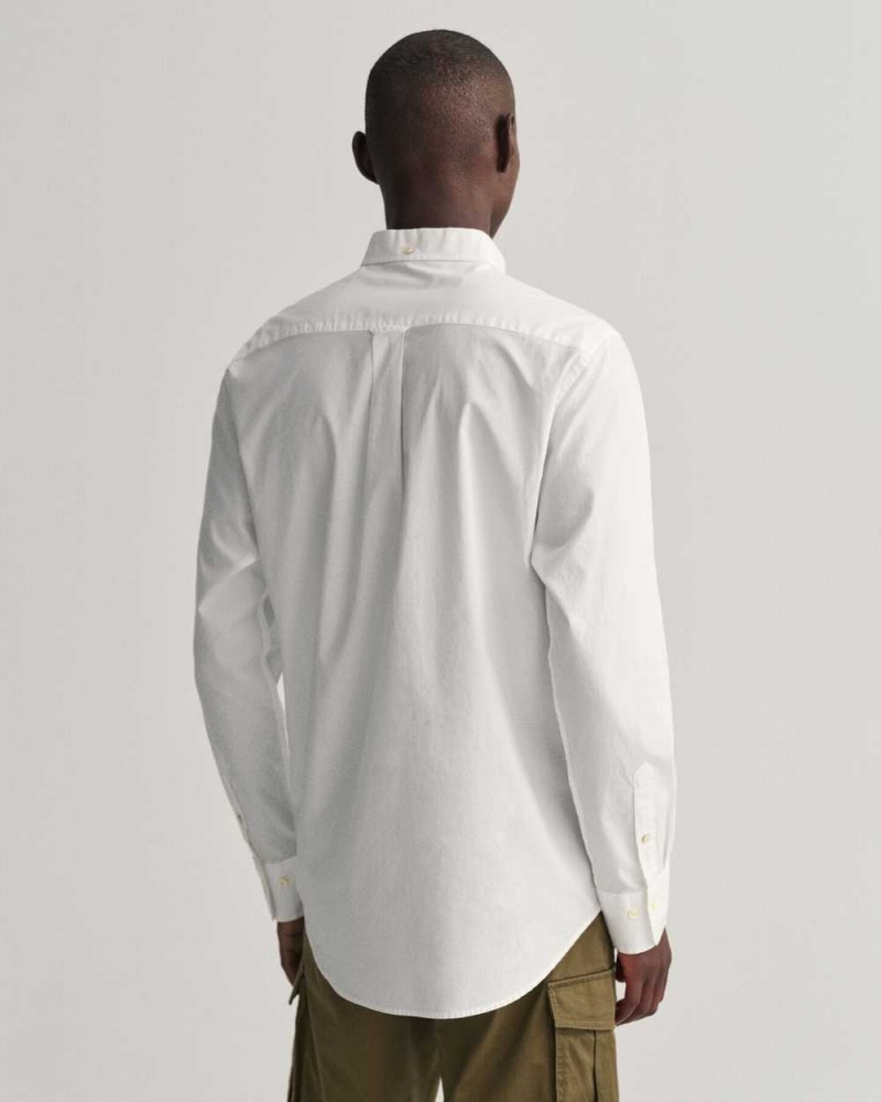 Gant Regular Fit Broadcloth Men's Shirts White | ROQJD-0571