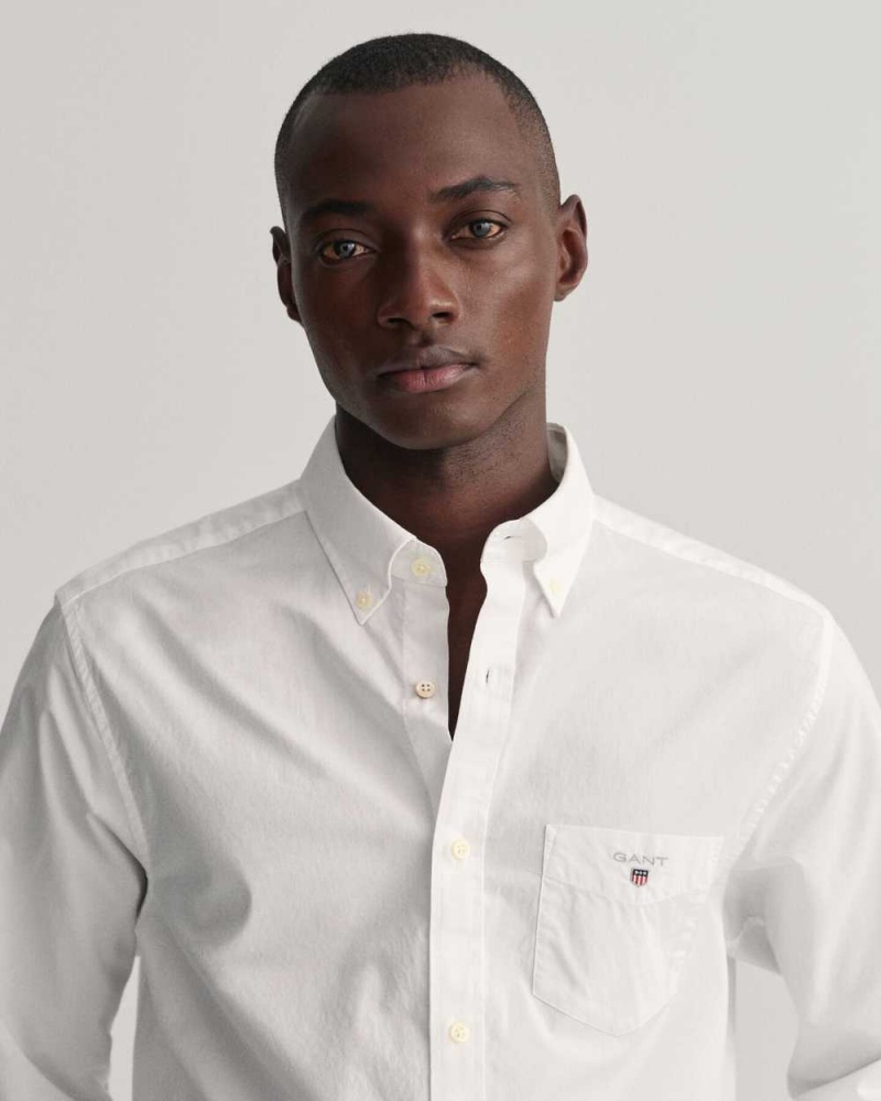 Gant Regular Fit Broadcloth Men's Shirts White | ROQJD-0571