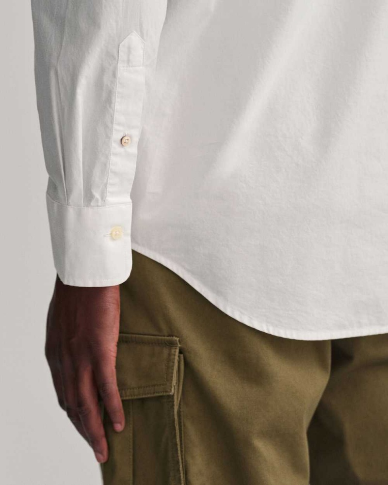 Gant Regular Fit Broadcloth Men's Shirts White | ROQJD-0571