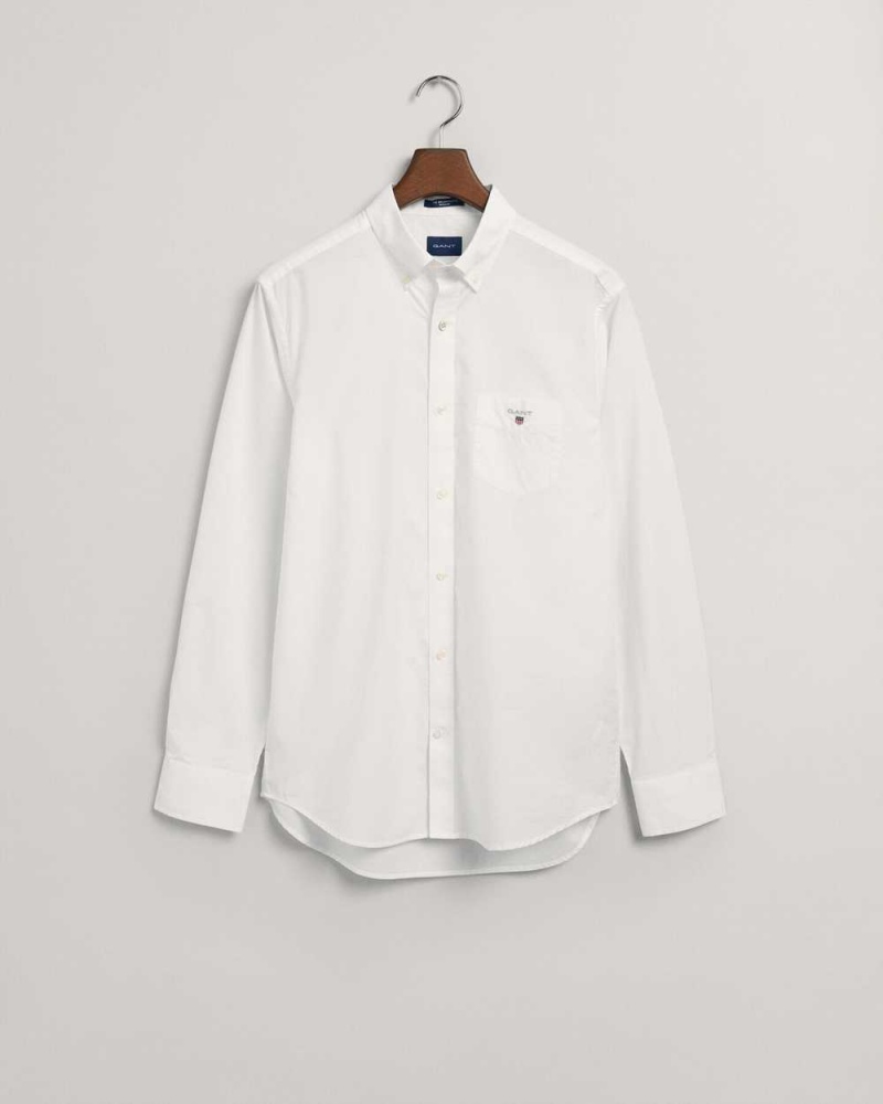 Gant Regular Fit Broadcloth Men's Shirts White | ROQJD-0571