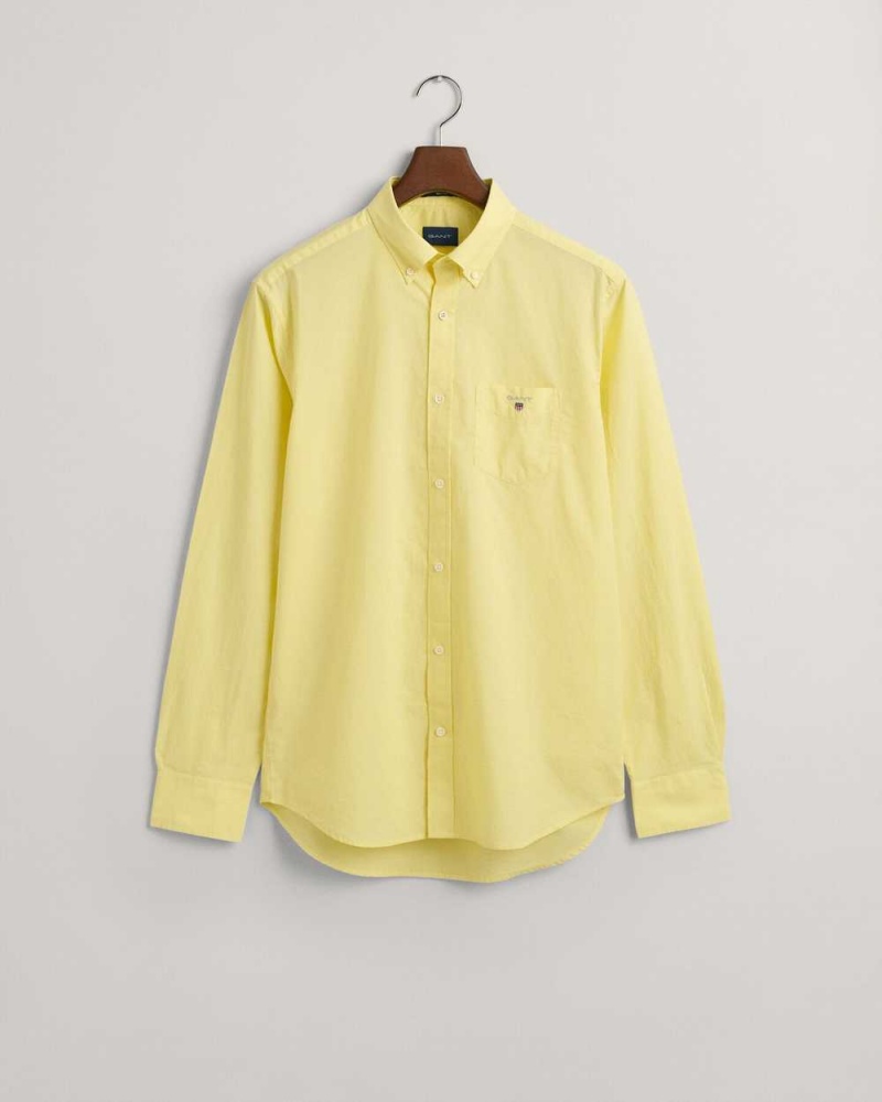 Gant Regular Fit Broadcloth Men\'s Shirts Lemonade Yellow | VGLPW-0327