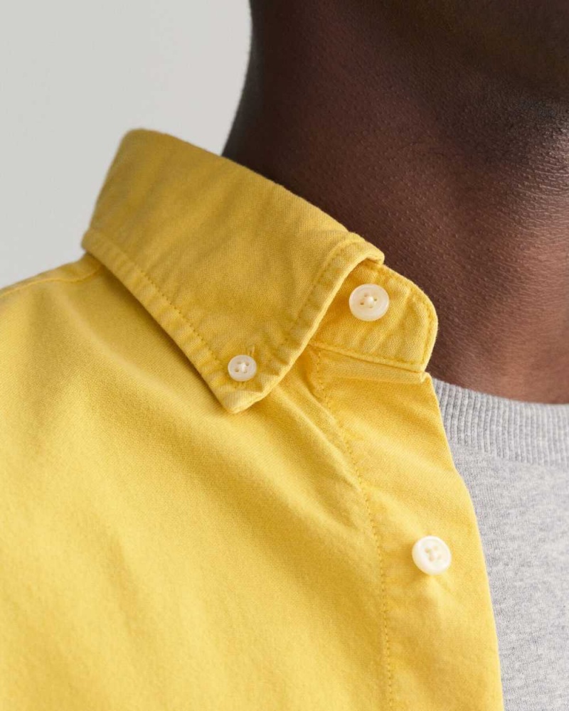 Gant Regular Fit Brushed Oxford Men's Shirts Parchment Yellow | FXUDM-6301