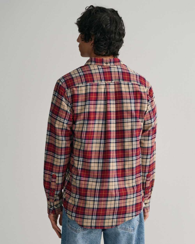 Gant Regular Fit Checked Flannel Men's Shirts Plumped Red | TWSNA-8714