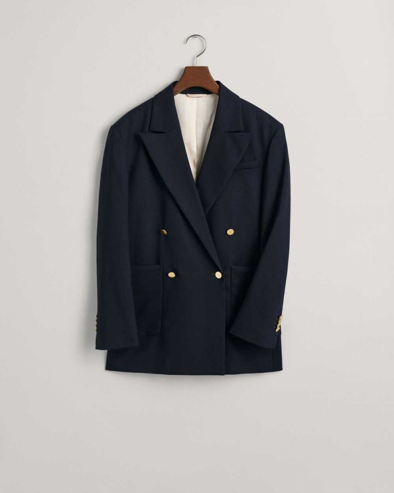 Gant Regular Fit Club Women's Blazer Evening Blue | XQBRC-8063