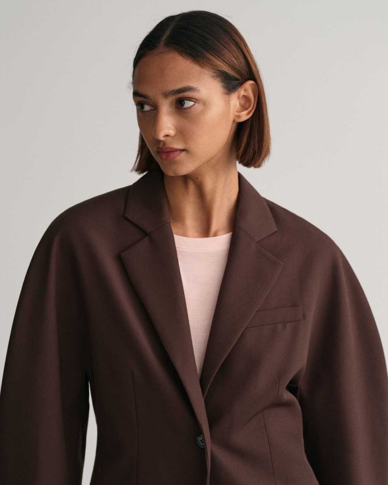 Gant Regular Fit Cocoon Women's Blazer Rich Brown | CYMDJ-3450