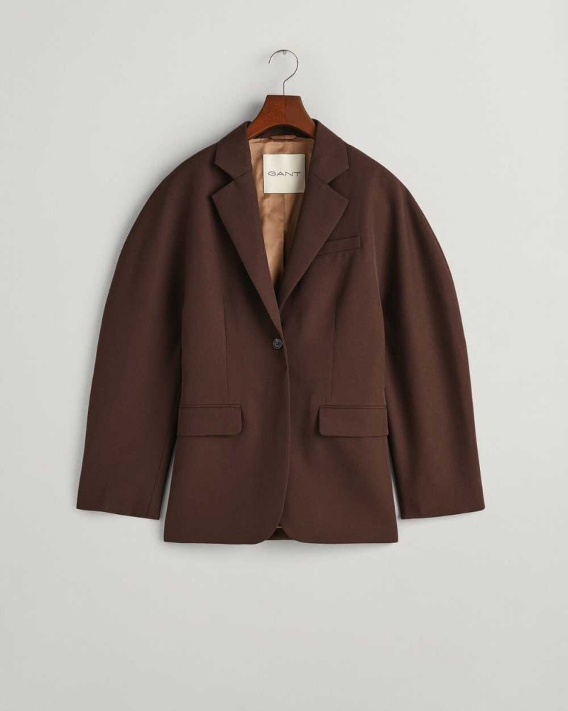 Gant Regular Fit Cocoon Women's Blazer Rich Brown | CYMDJ-3450