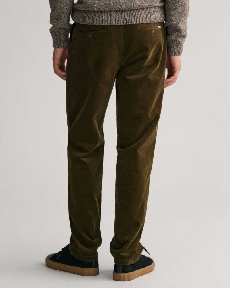 Gant Regular Fit Corduroy Men's Chino Pants Dark Cactus | ESIPJ-7692