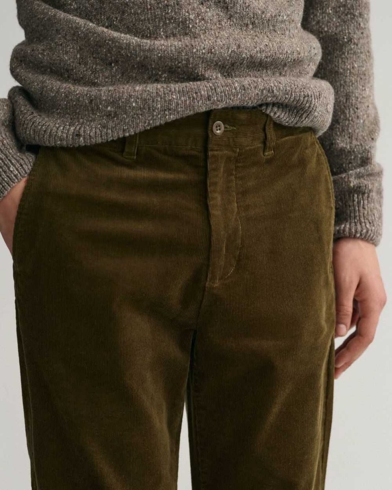 Gant Regular Fit Corduroy Men's Chino Pants Dark Cactus | ESIPJ-7692