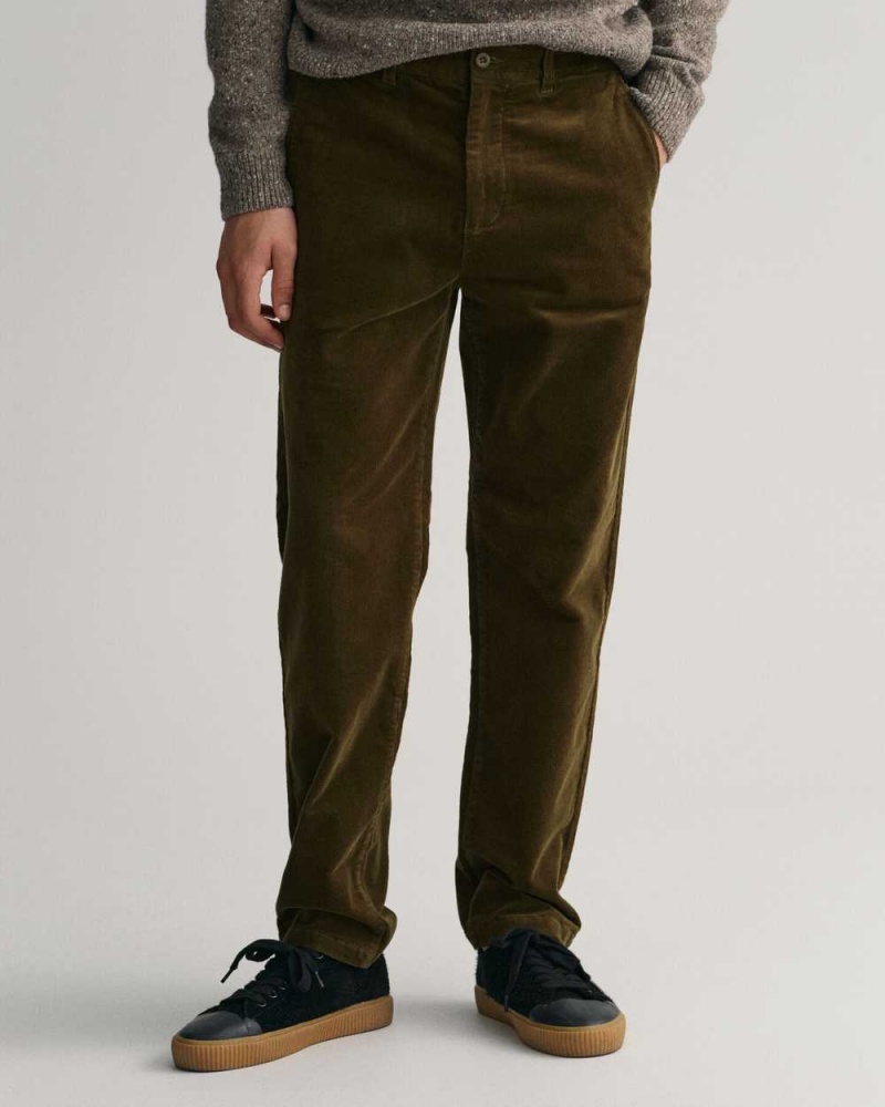 Gant Regular Fit Corduroy Men's Chino Pants Dark Cactus | ESIPJ-7692