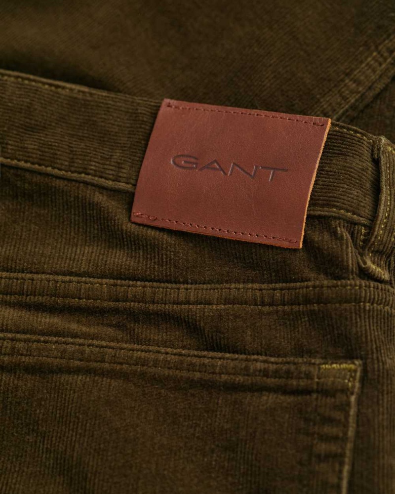 Gant Regular Fit Corduroy Men's Jeans Dark Cactus | DFUBE-2067