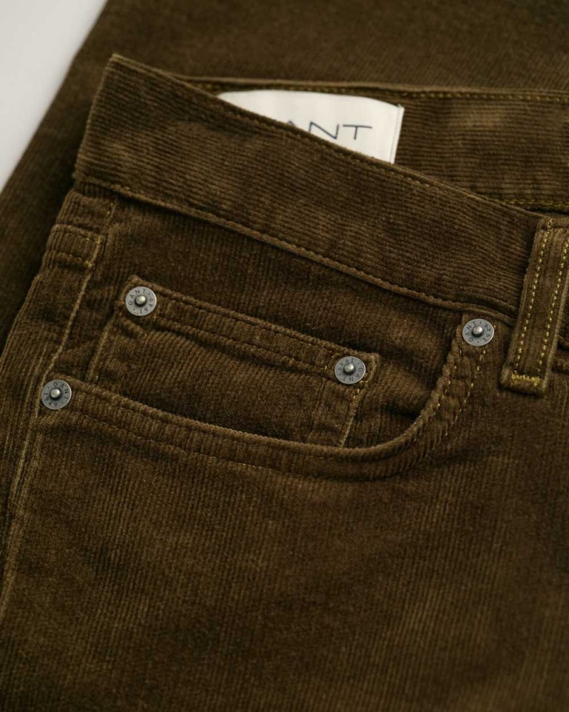 Gant Regular Fit Corduroy Men's Jeans Dark Cactus | DFUBE-2067