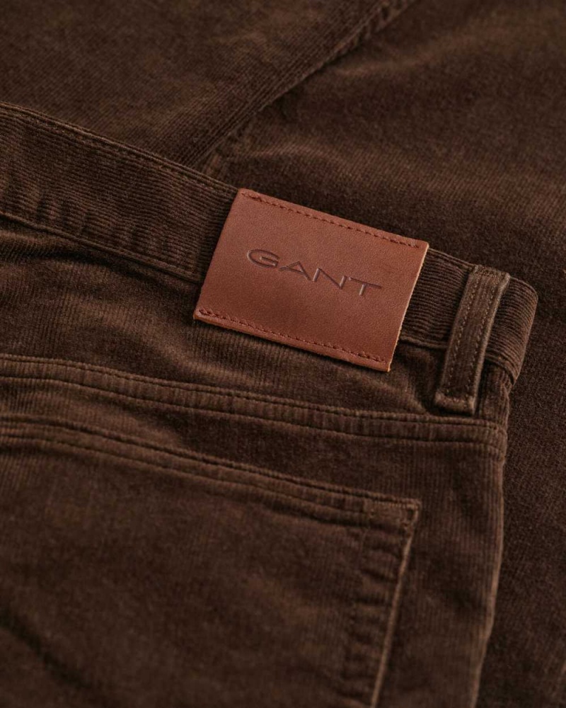 Gant Regular Fit Corduroy Men's Jeans Rich Brown | OYJCI-3864