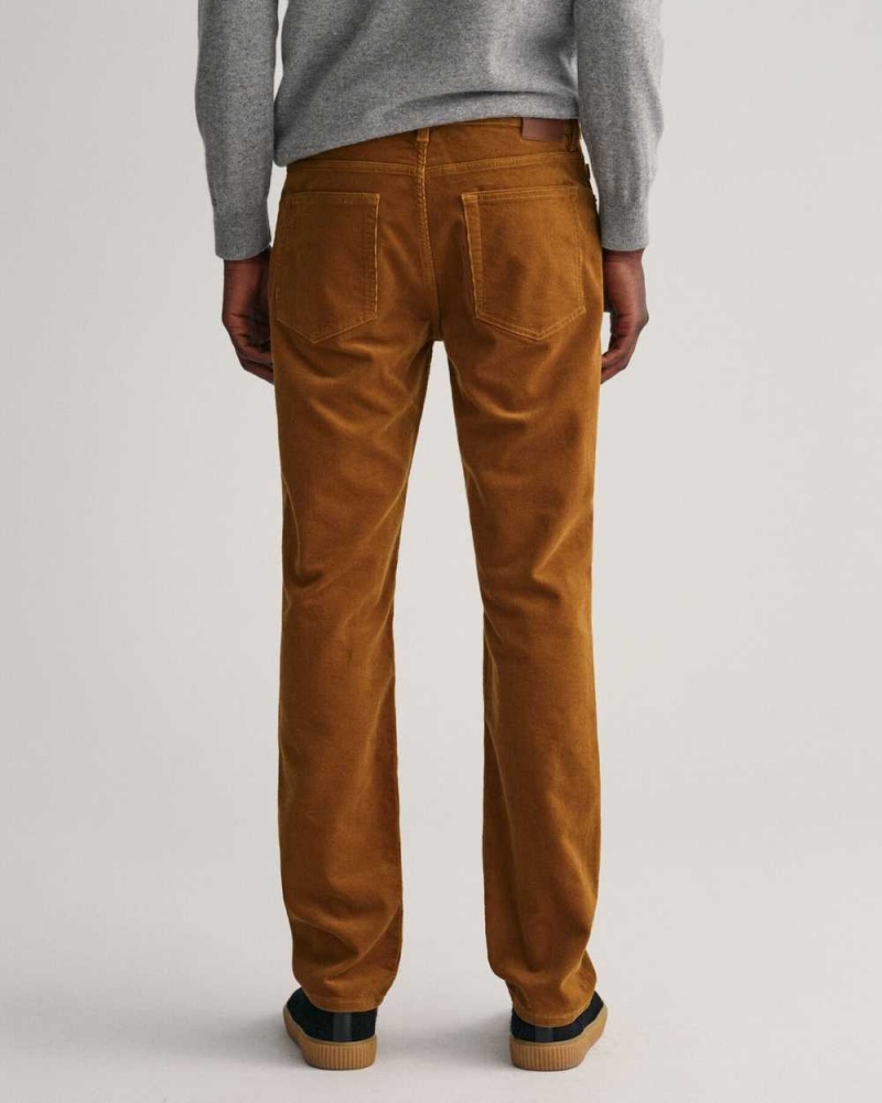 Gant Regular Fit Corduroy Men's Jeans Woody Brown | WXCVT-7381