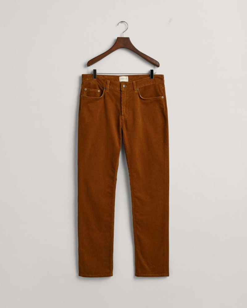 Gant Regular Fit Corduroy Men's Jeans Woody Brown | WXCVT-7381