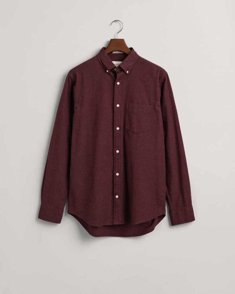 Gant Regular Fit Flannel Melange Men's Shirts Wine Red | SXKTD-9701