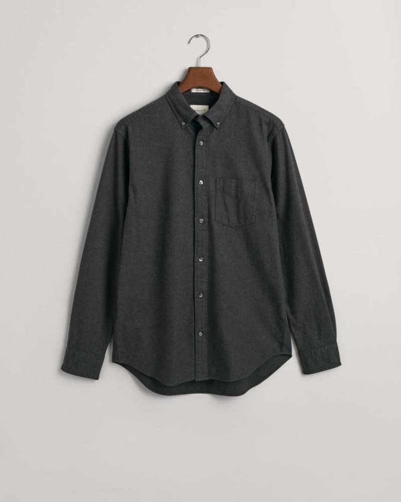 Gant Regular Fit Flannel Melange Men's Shirts Dark Grey | LOPSA-5376