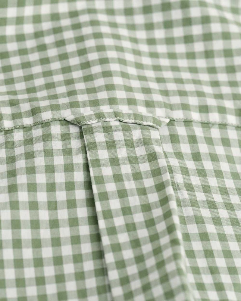 Gant Regular Fit Gingham Broadcloth Men's Shirts Kalamata Green | TROUW-7432