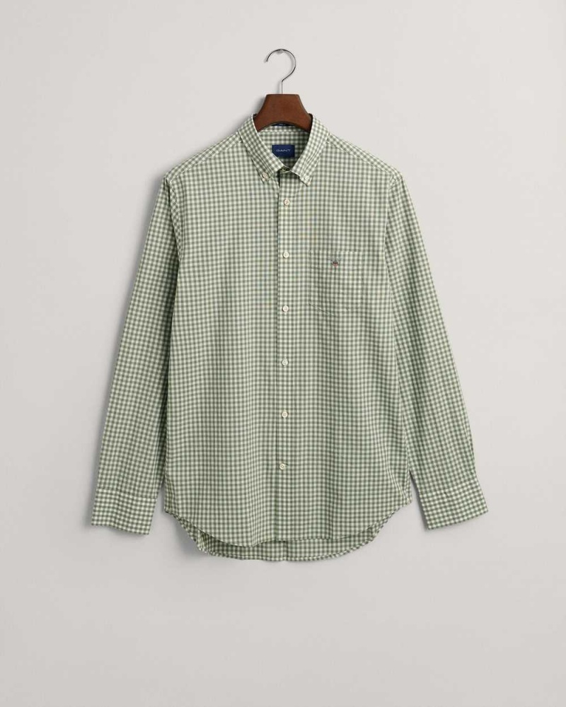 Gant Regular Fit Gingham Broadcloth Men\'s Shirts Kalamata Green | TROUW-7432