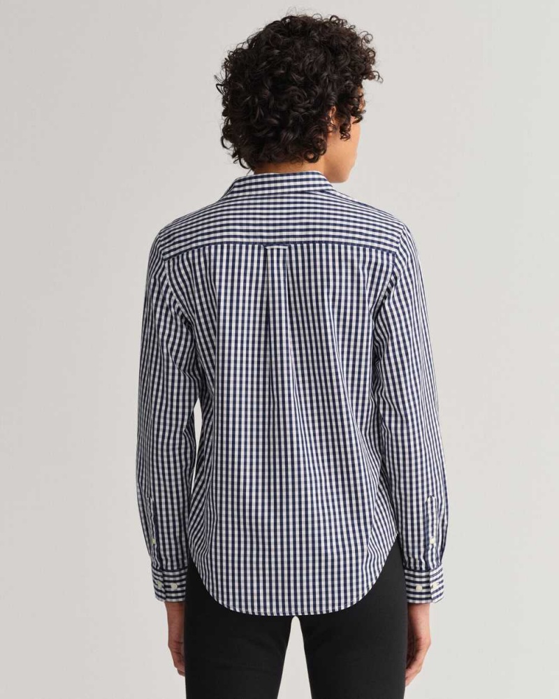 Gant Regular Fit Gingham Broadcloth Women's Shirts Classic Blue | NPMWJ-8269