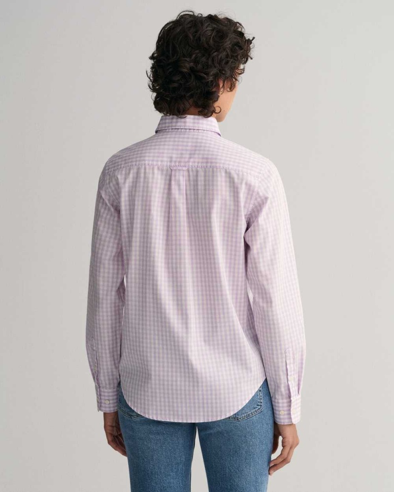 Gant Regular Fit Gingham Broadcloth Women's Shirts Soothing Lilac | NQHWE-9713