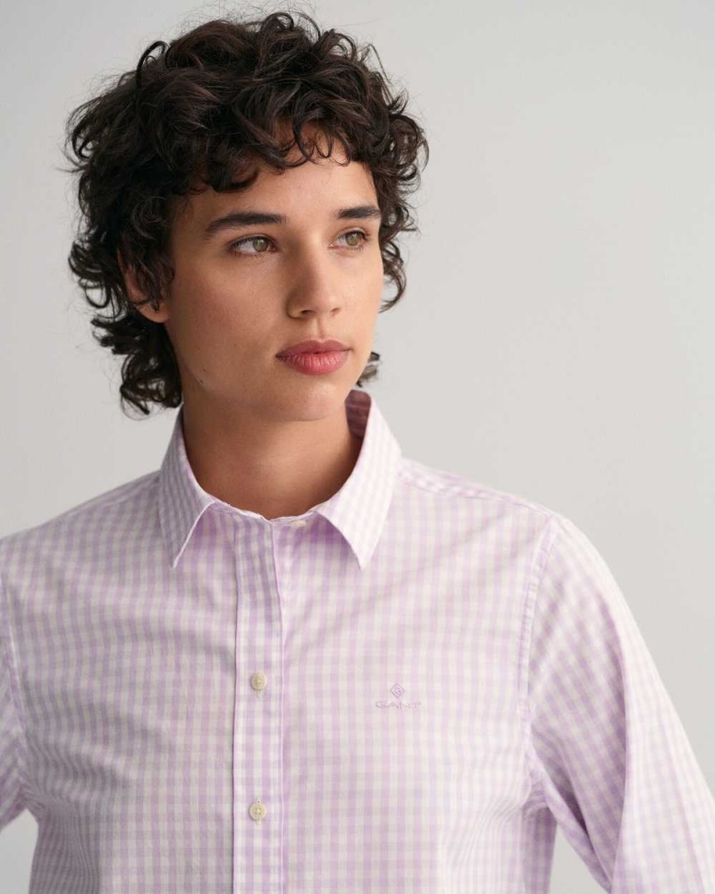 Gant Regular Fit Gingham Broadcloth Women's Shirts Soothing Lilac | NQHWE-9713