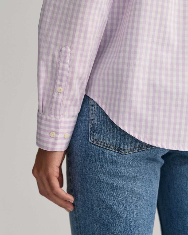 Gant Regular Fit Gingham Broadcloth Women's Shirts Soothing Lilac | NQHWE-9713