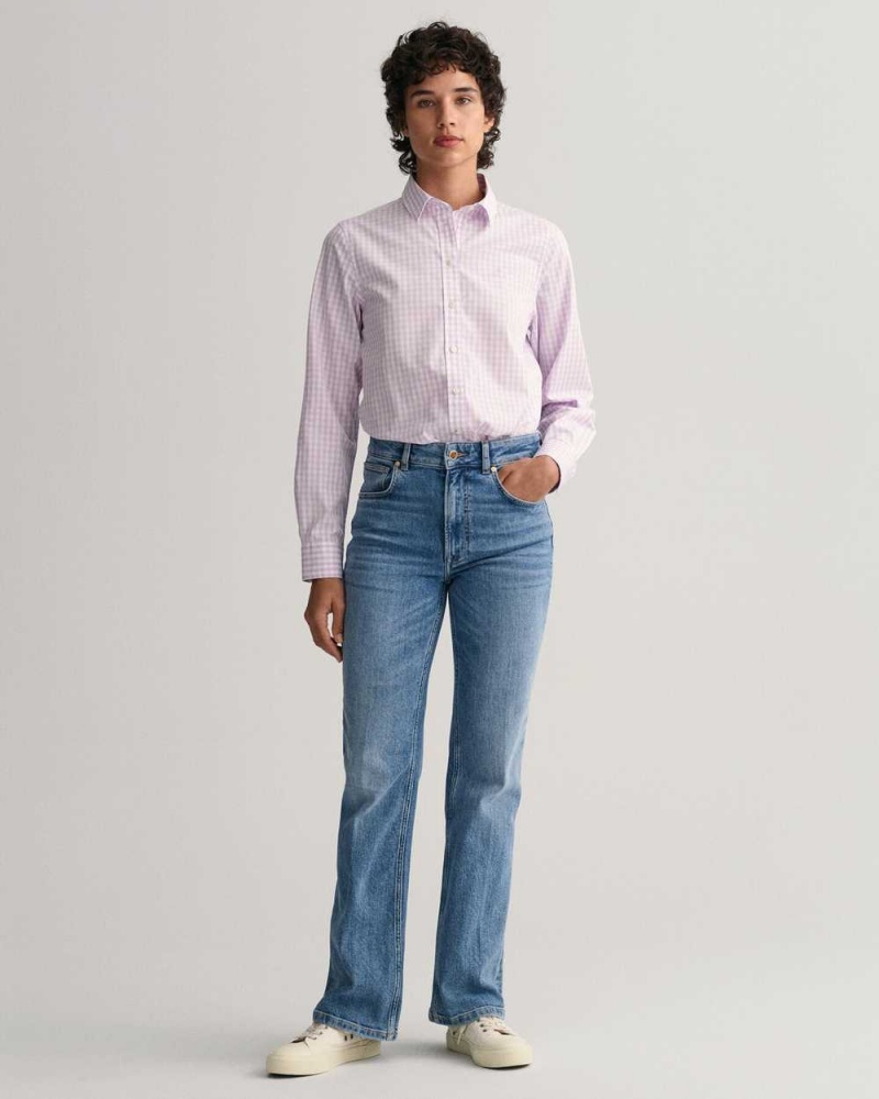 Gant Regular Fit Gingham Broadcloth Women's Shirts Soothing Lilac | NQHWE-9713