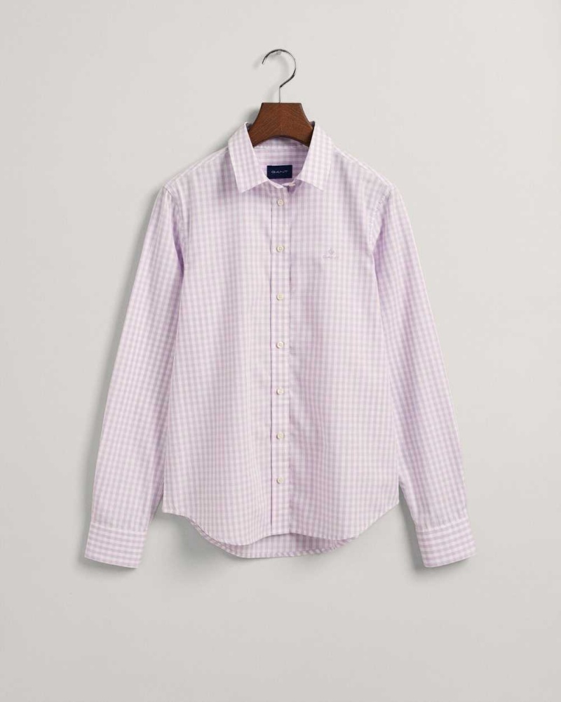 Gant Regular Fit Gingham Broadcloth Women's Shirts Soothing Lilac | NQHWE-9713