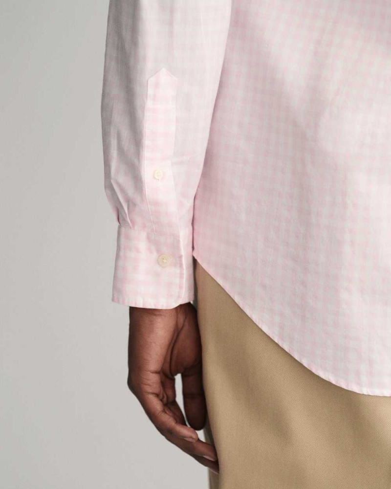 Gant Regular Fit Gingham Poplin Men's Shirts Light Pink | HWIKF-2360