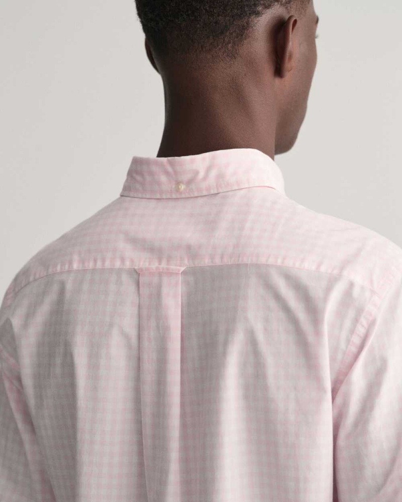 Gant Regular Fit Gingham Poplin Men's Shirts Light Pink | HWIKF-2360