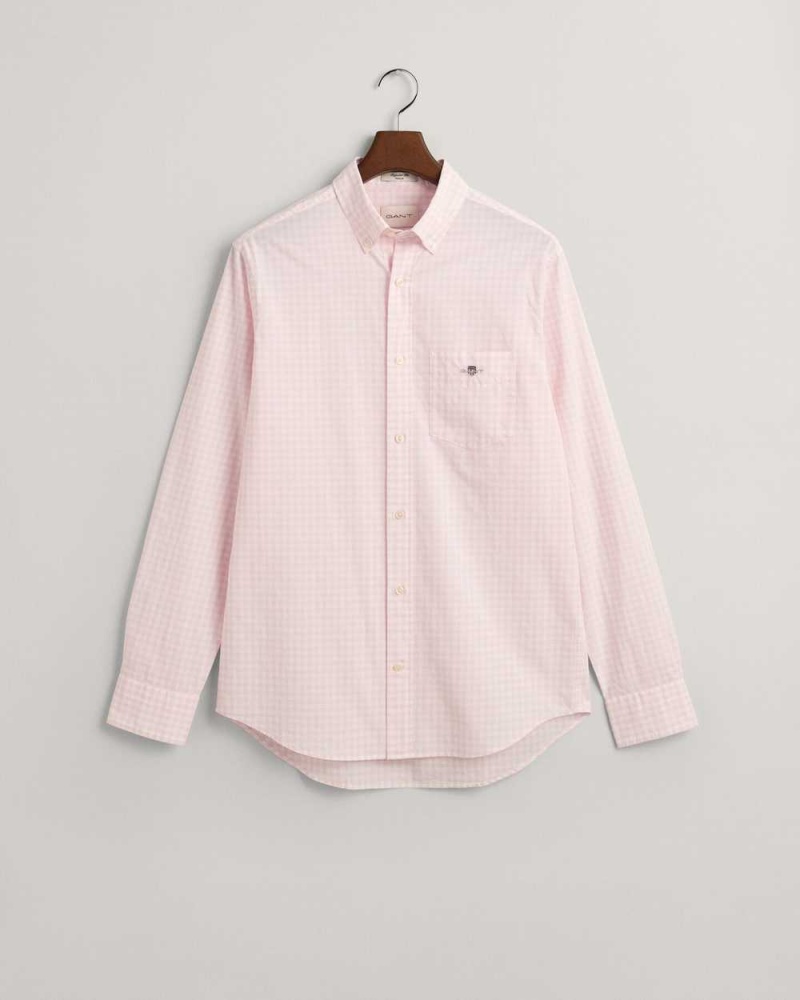 Gant Regular Fit Gingham Poplin Men's Shirts Light Pink | HWIKF-2360