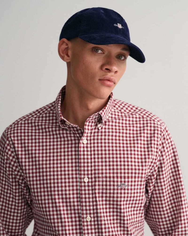 Gant Regular Fit Gingham Poplin Men's Shirts Plumped Red | YXPHO-1509