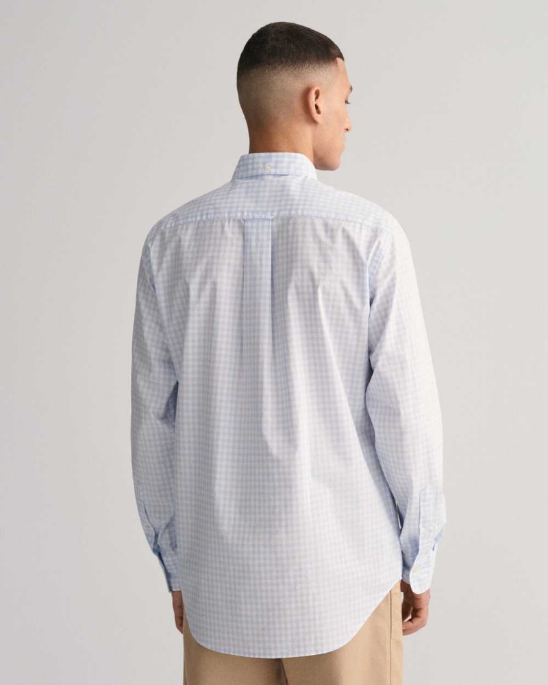 Gant Regular Fit Gingham Poplin Men's Shirts Light Blue | BMDYH-4165