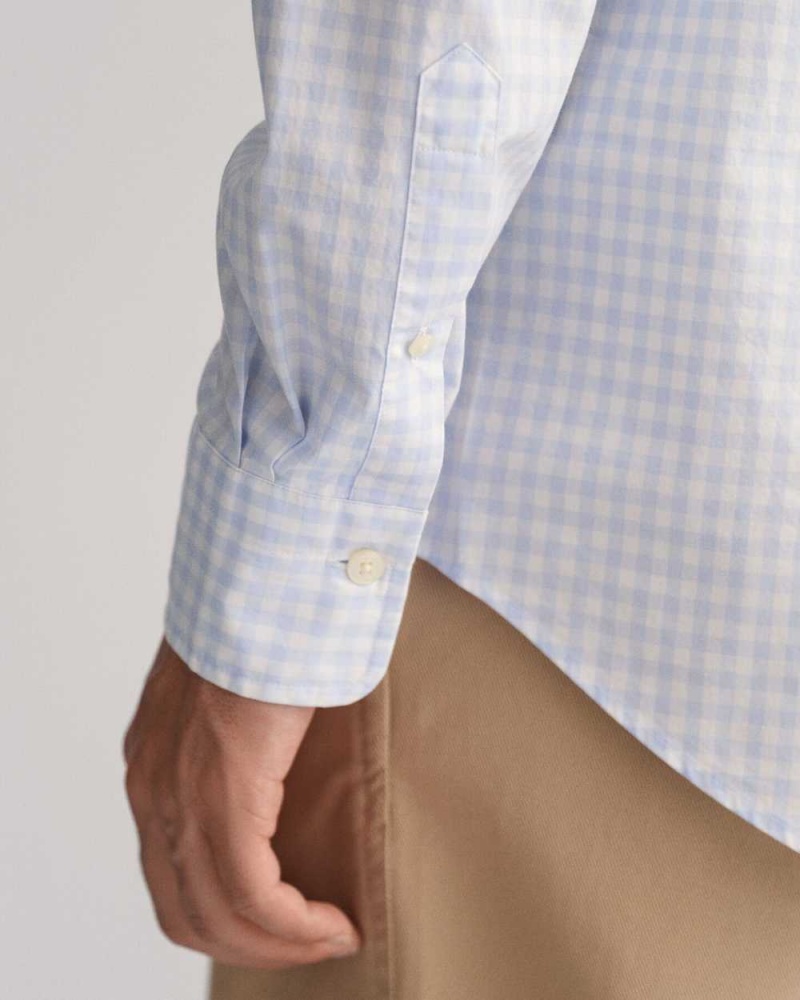 Gant Regular Fit Gingham Poplin Men's Shirts Light Blue | BMDYH-4165