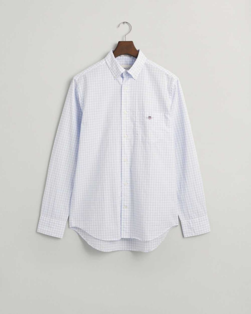 Gant Regular Fit Gingham Poplin Men's Shirts Light Blue | BMDYH-4165