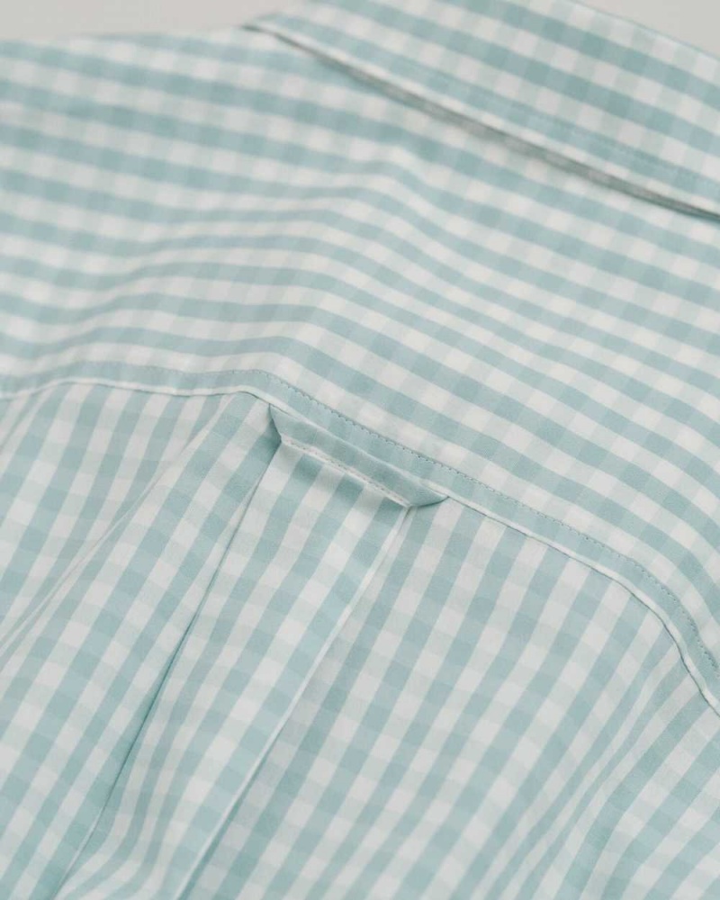 Gant Regular Fit Gingham Poplin Women's Shirts Dusty Turquoise | BHIWZ-6103