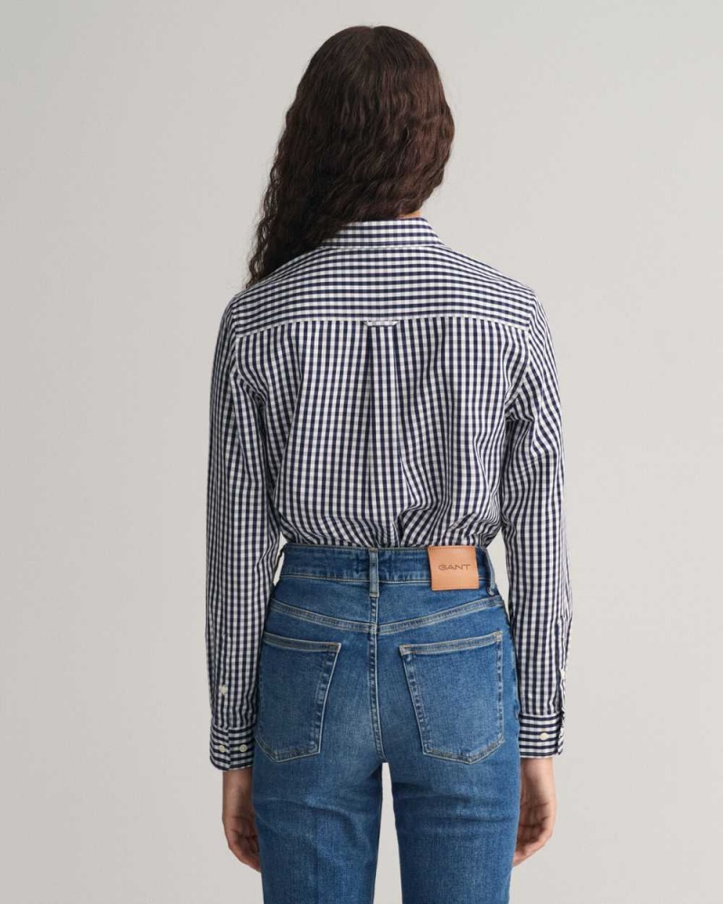 Gant Regular Fit Gingham Poplin Women's Shirts Classic Blue | YDWOX-0597