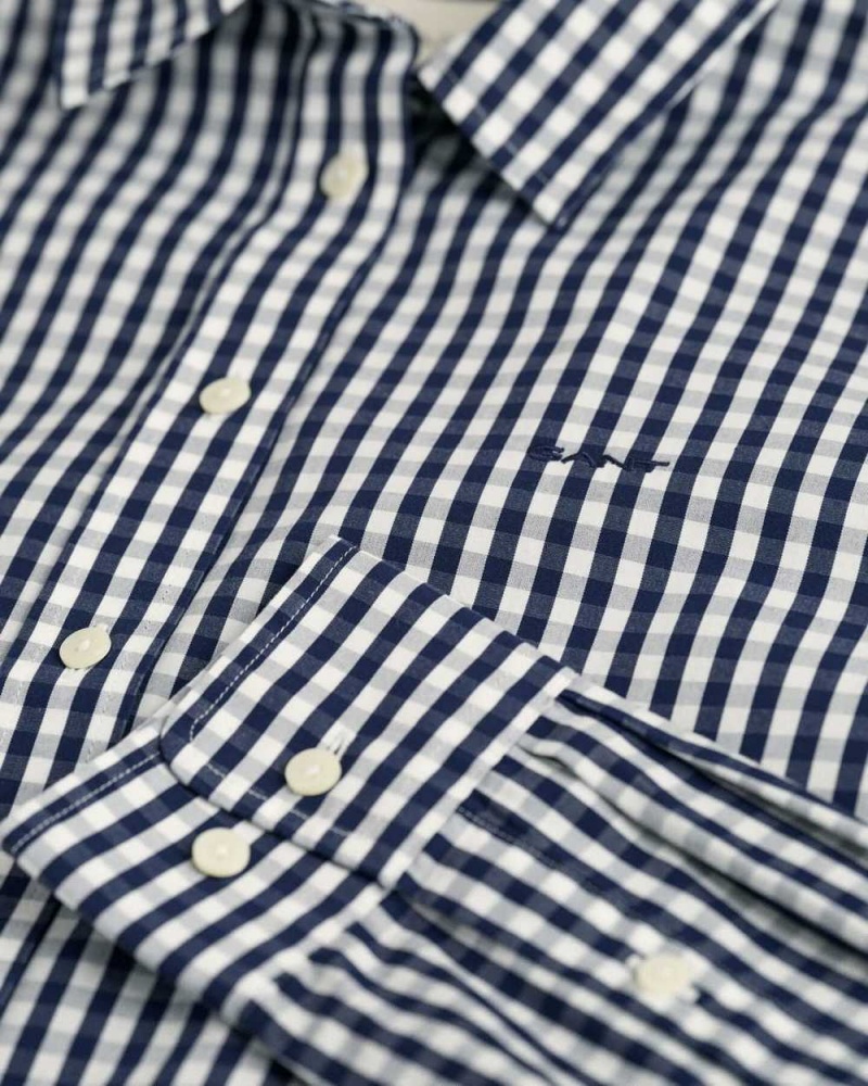 Gant Regular Fit Gingham Poplin Women's Shirts Classic Blue | YDWOX-0597