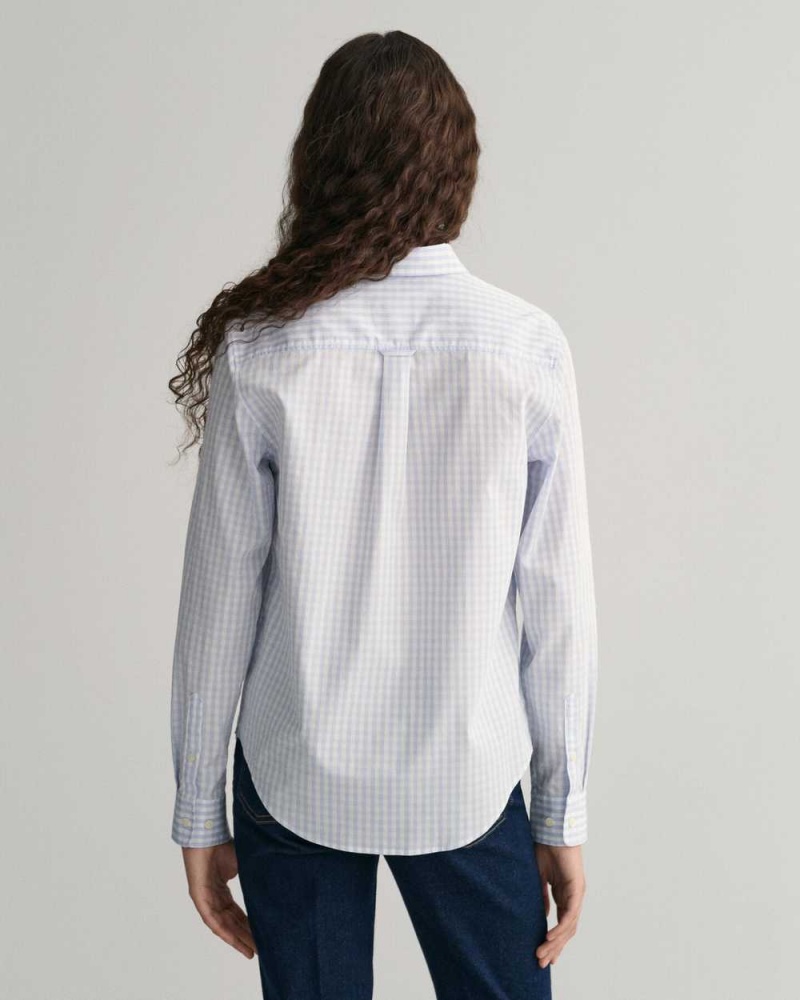 Gant Regular Fit Gingham Poplin Women's Shirts Light Blue | BCHKU-8493