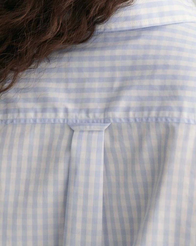 Gant Regular Fit Gingham Poplin Women's Shirts Light Blue | BCHKU-8493