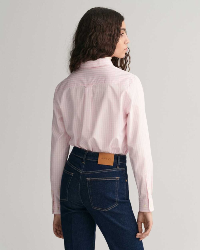 Gant Regular Fit Gingham Poplin Women's Shirts Light Pink | MFIZS-3148