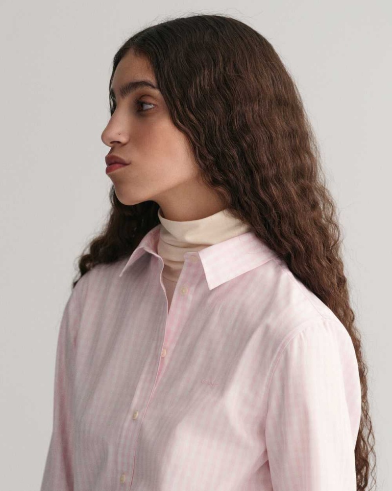 Gant Regular Fit Gingham Poplin Women's Shirts Light Pink | MFIZS-3148