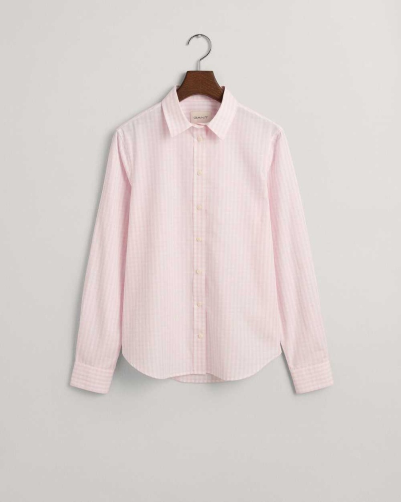 Gant Regular Fit Gingham Poplin Women's Shirts Light Pink | MFIZS-3148