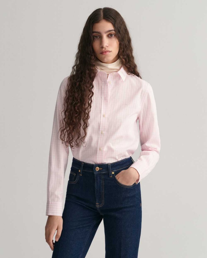 Gant Regular Fit Gingham Poplin Women\'s Shirts Light Pink | MFIZS-3148