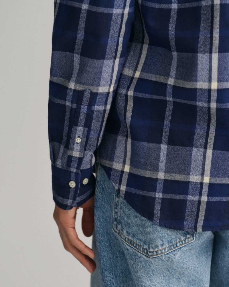 Gant Regular Fit Jaspé Check Men's Shirts Marine | BFQHK-0257