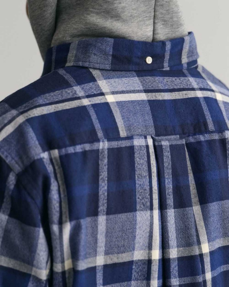 Gant Regular Fit Jaspé Check Men's Shirts Marine | BFQHK-0257