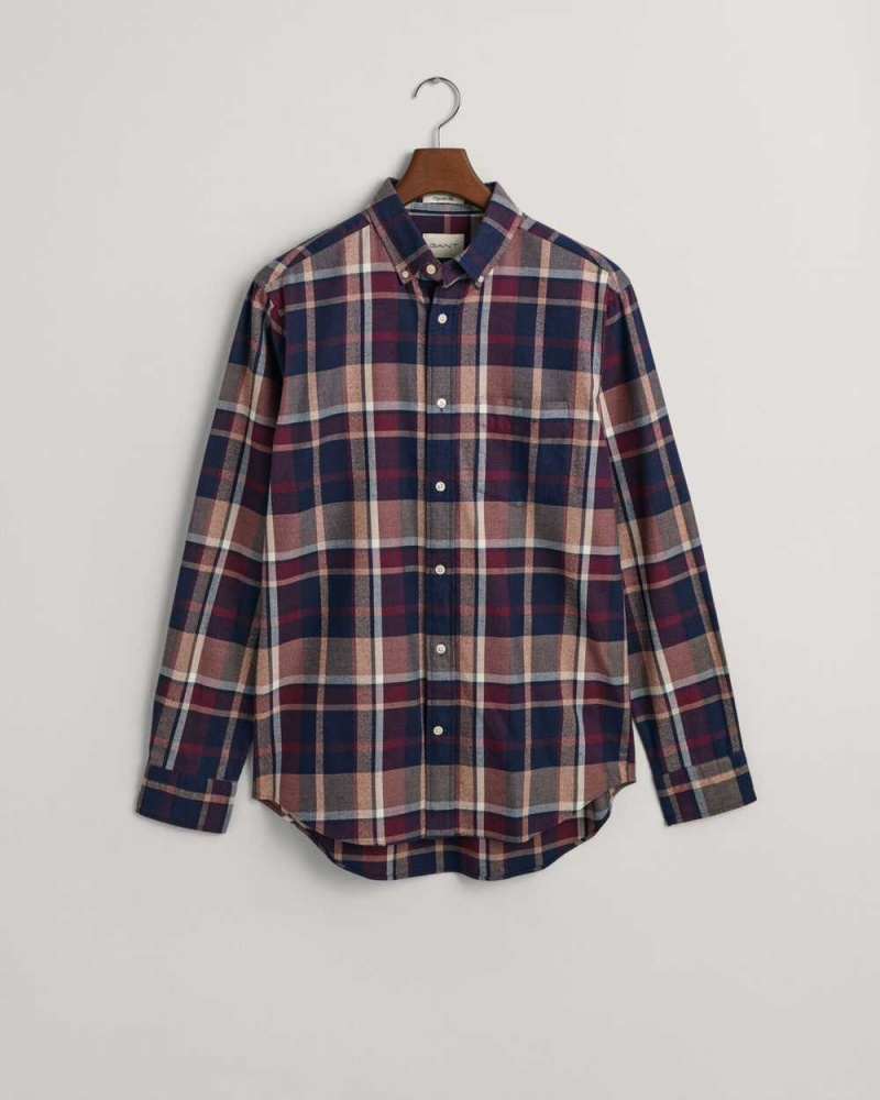 Gant Regular Fit Jaspé Check Men's Shirts Plumped Red | WXJHI-1783