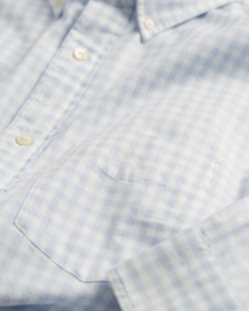 Gant Regular Fit Jaspé Yarn Gingham Men's Shirts Muted Blue | IYGFN-9483