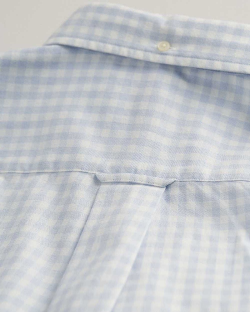 Gant Regular Fit Jaspé Yarn Gingham Men's Shirts Muted Blue | IYGFN-9483