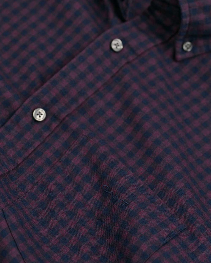 Gant Regular Fit Jaspé Yarn Gingham Men's Shirts Plumped Red | RHGPF-6045